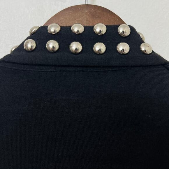 Vintage PG Collections Blazer Mini Dress Black Studded Moto & Military Body Con - Picture 9 of 9